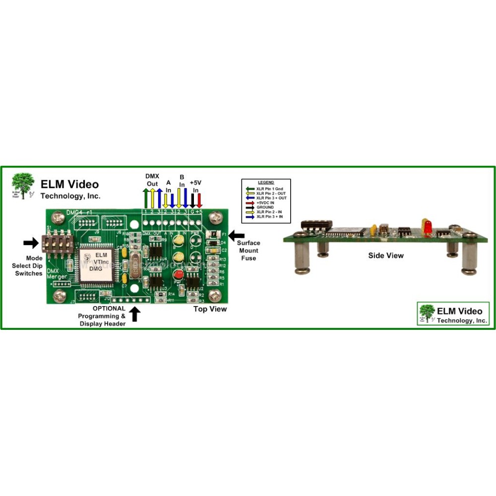 DMX Splitter 1x8 PCB  ELM Video Technology