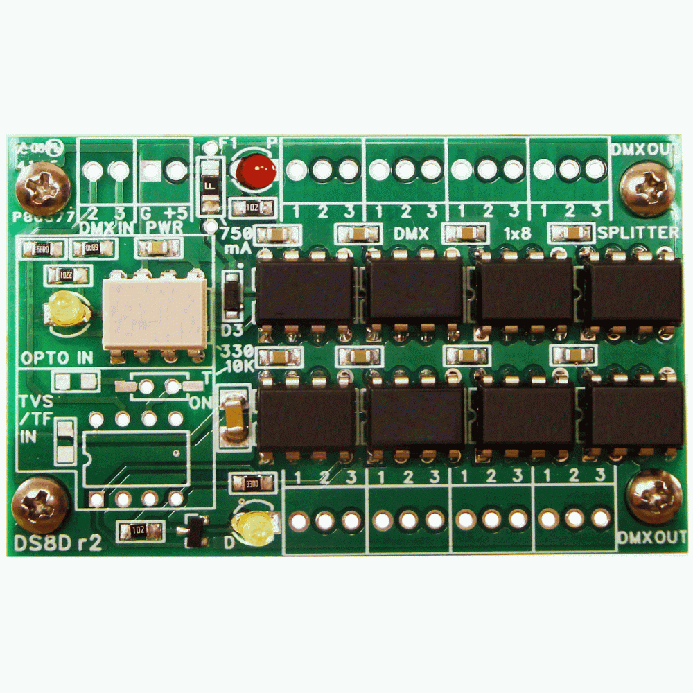 DMX Splitter 1x8 PCB  ELM Video Technology